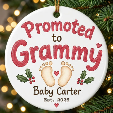 Promoted to Grammy Personalized Promoted To Grandma Christmas Ornament 2026 tree