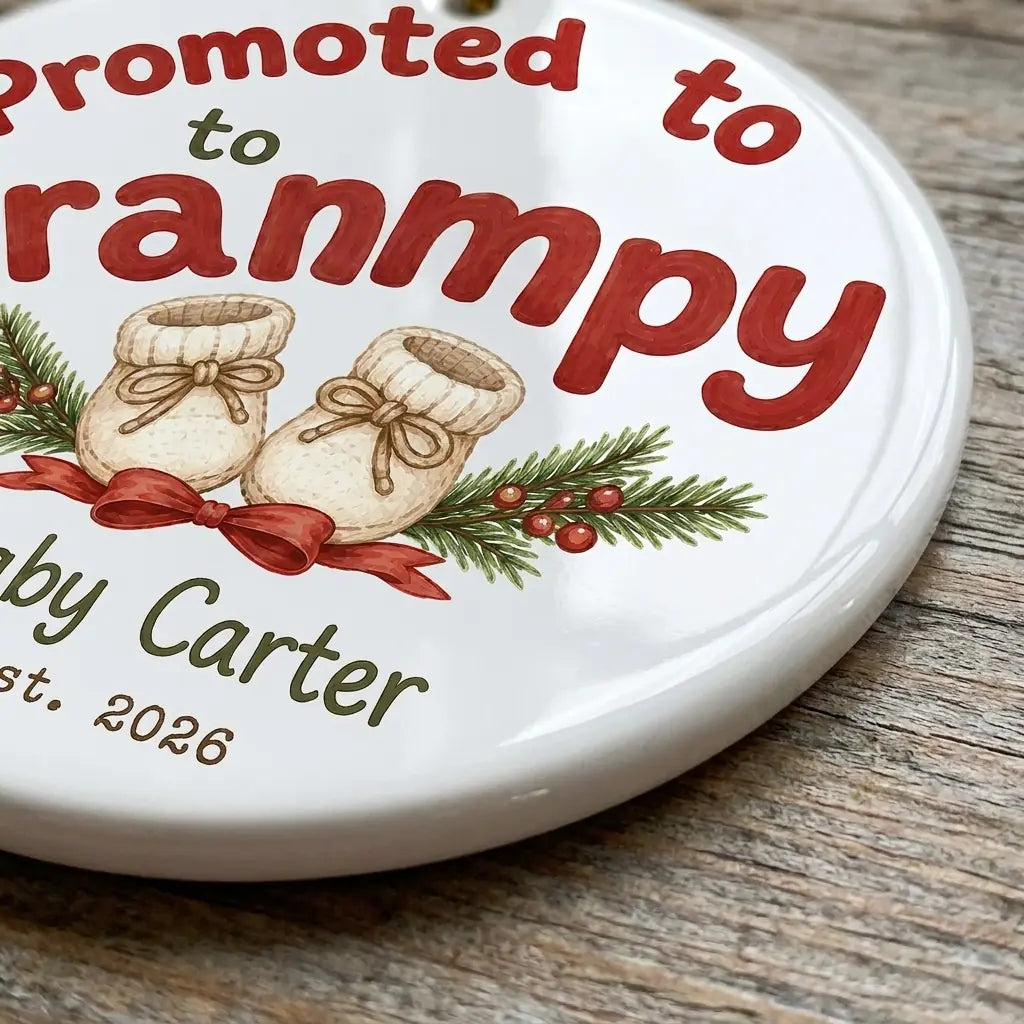 Promoted to Grampy Personalized Promoted To Grandma Christmas Ornament 2026 detail