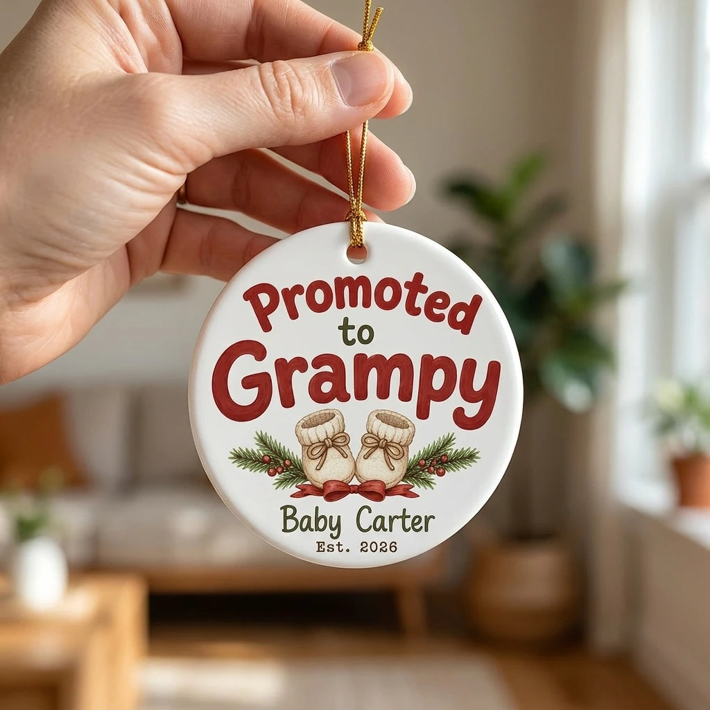 Promoted to Grampy Personalized Promoted To Grandma Christmas Ornament 2026 hand