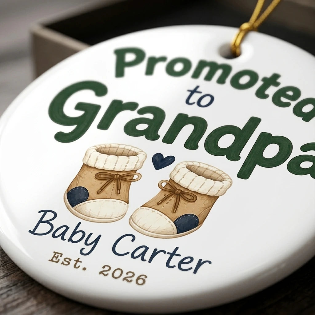 Promoted to Grandpa Personalized Grandpa Christmas Ornament 2026 detail