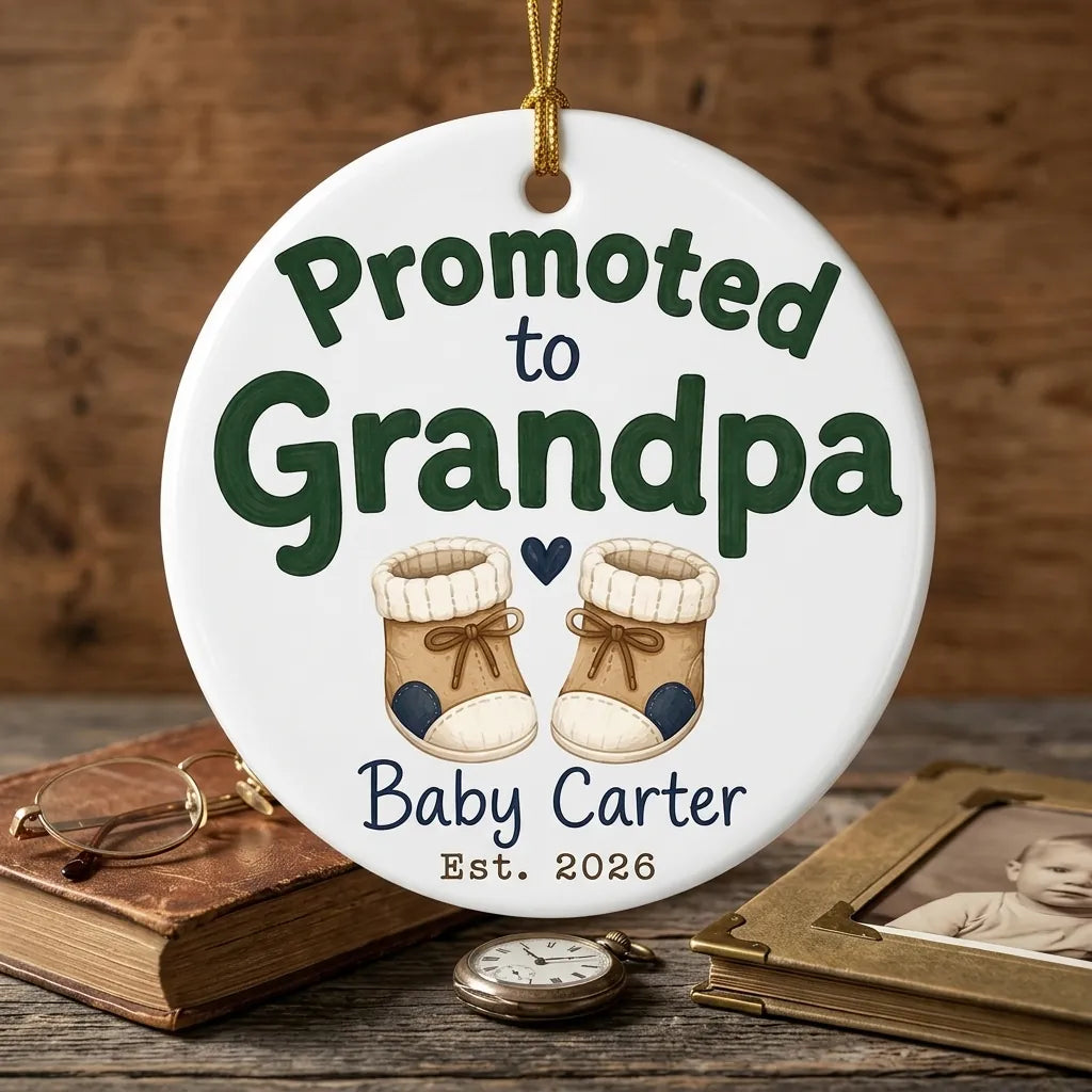 Promoted to Grandpa Personalized Grandpa Christmas Ornament 2026 lifestyle