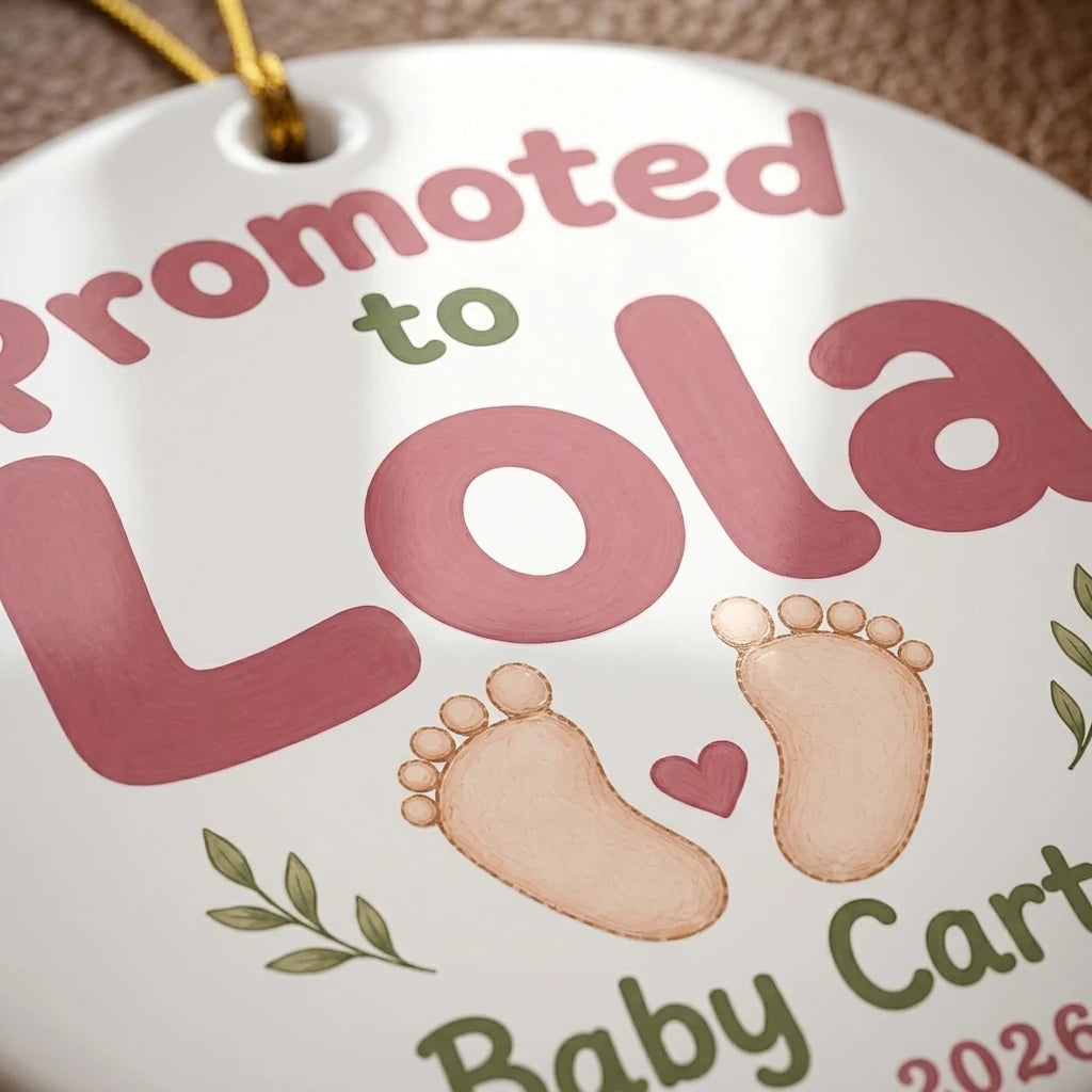 Promoted to Lola Personalized Promoted To Grandma Christmas Ornament 2026 detail