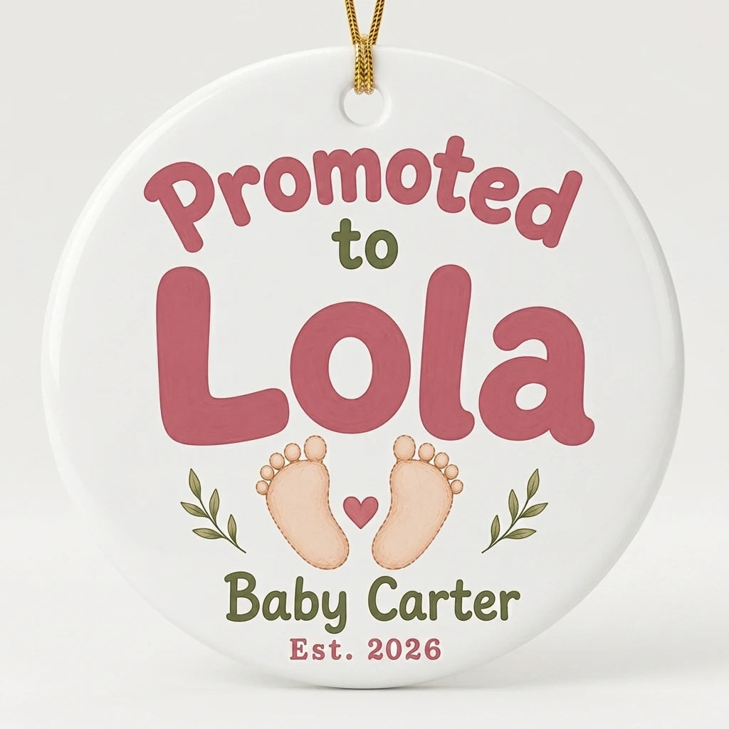 Promoted to Lola Personalized Promoted To Grandma Christmas Ornament 2026 hero