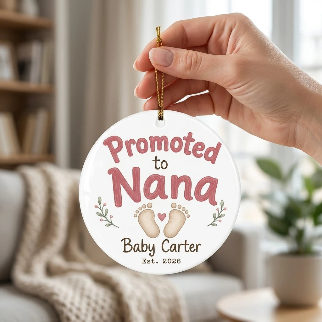 Promoted to Nana Personalized Nana Christmas Ornament 2026 hand
