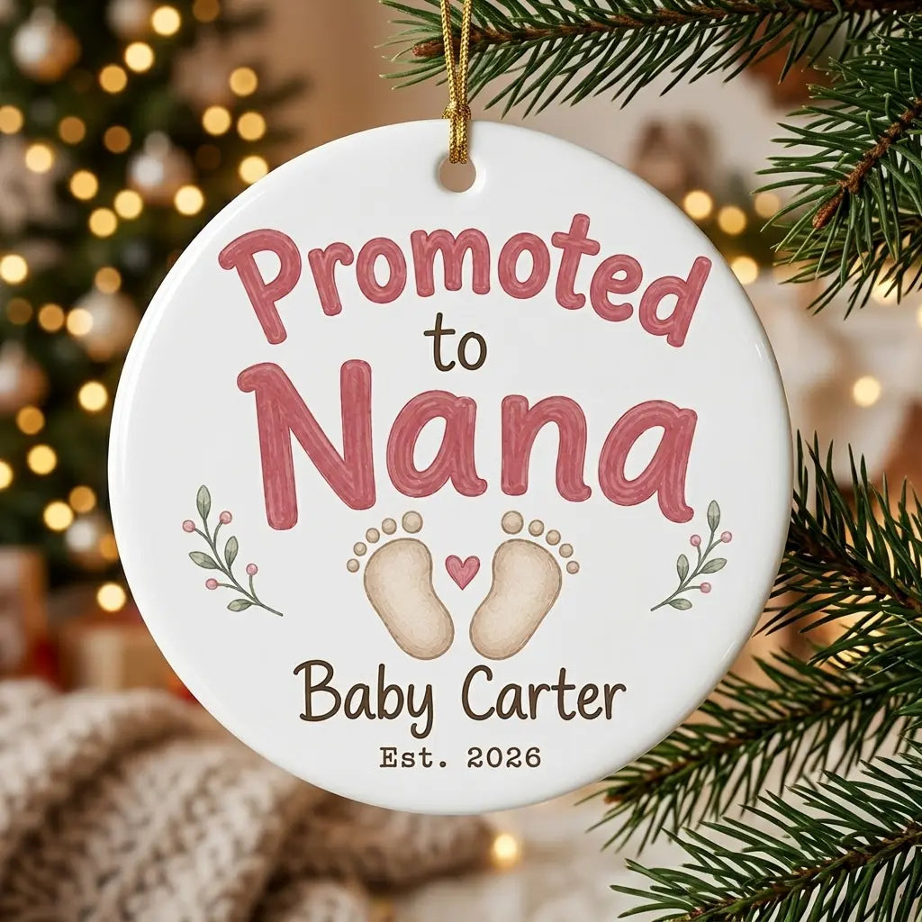 Promoted to Nana Personalized Nana Christmas Ornament 2026 tree