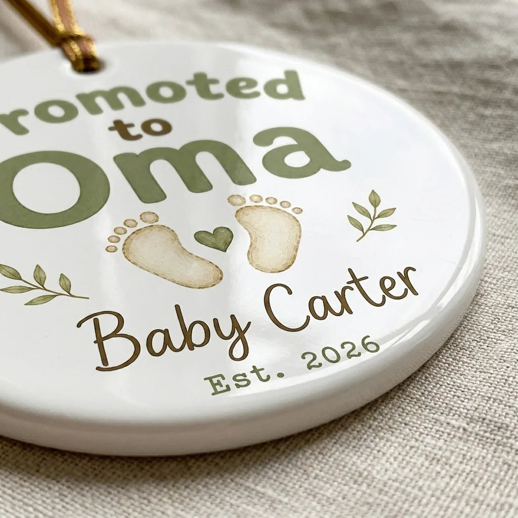 Promoted to Oma Personalized Promoted To Grandma Christmas Ornament 2026 detail
