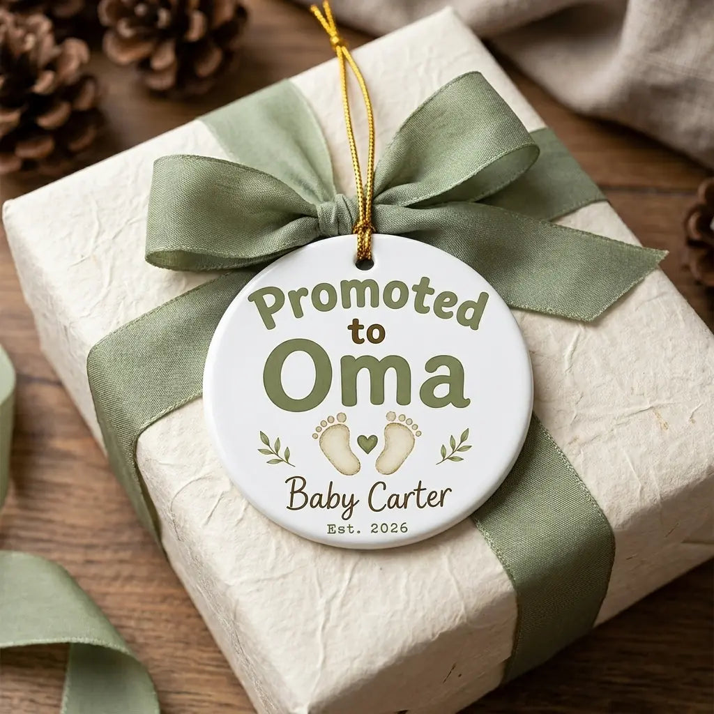 Promoted to Oma Personalized Promoted To Grandma Christmas Ornament 2026 gift