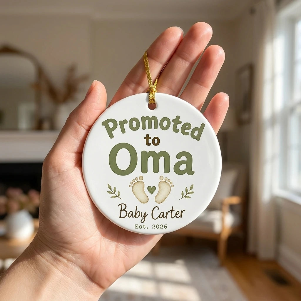 Promoted to Oma Personalized Promoted To Grandma Christmas Ornament 2026 hand