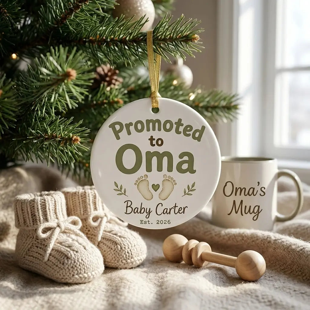 Promoted to Oma Personalized Promoted To Grandma Christmas Ornament 2026 lifestyle