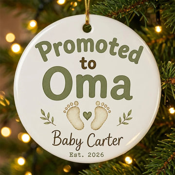 Promoted to Oma Personalized Promoted To Grandma Christmas Ornament 2026 tree