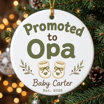 Promoted to Opa Personalized Promoted To Grandma Christmas Ornament 2026 tree
