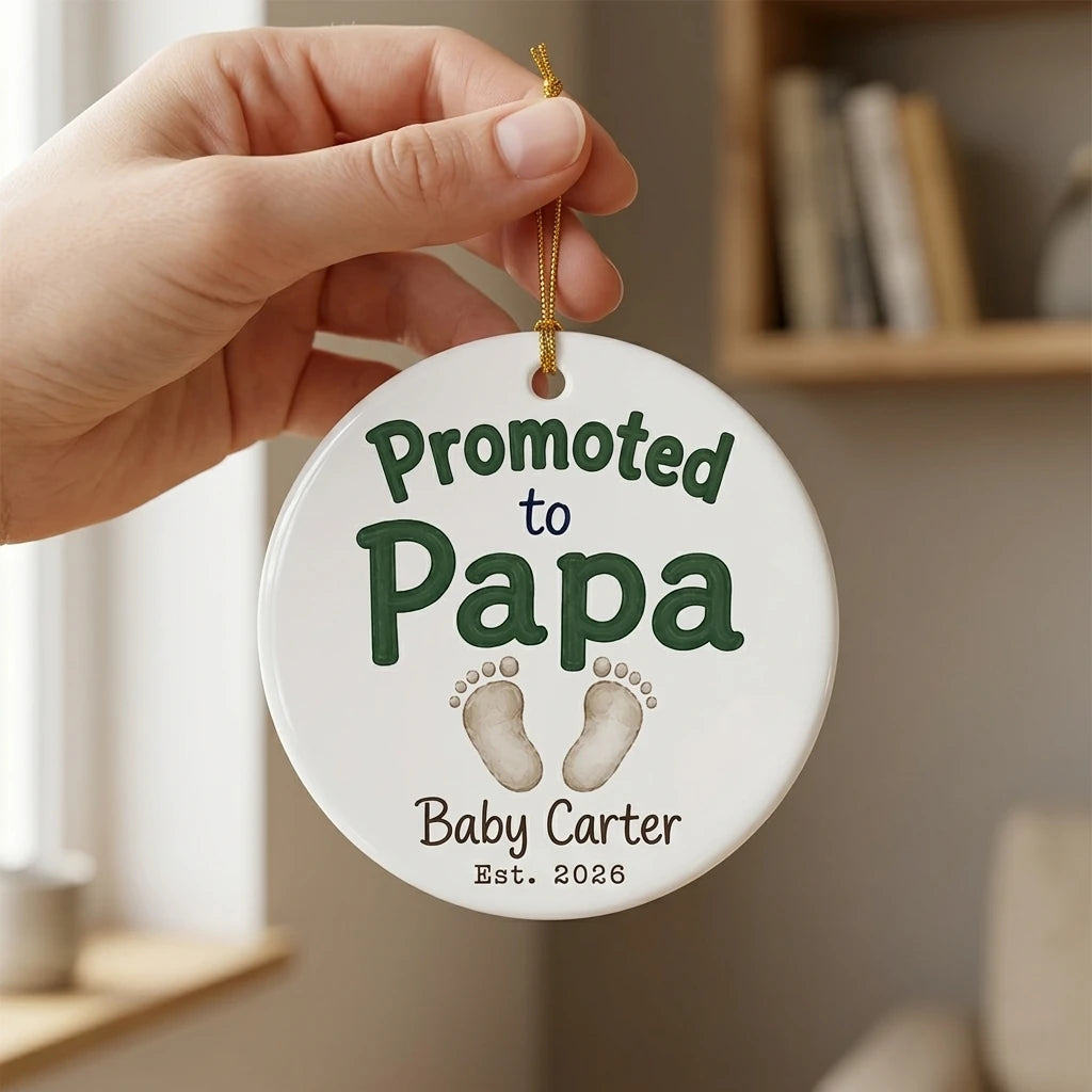 Promoted to Papa Personalized Papa Christmas Ornament 2026 hand