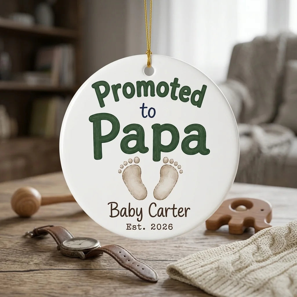 Promoted to Papa Personalized Papa Christmas Ornament 2026 lifestyle