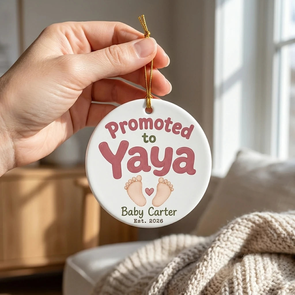 Promoted to Yaya Personalized Promoted To Grandma Christmas Ornament 2026 hand