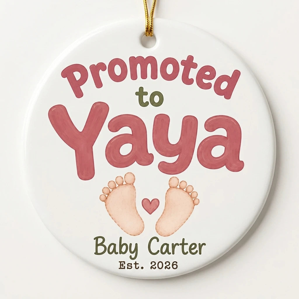 Promoted to Yaya Personalized Promoted To Grandma Christmas Ornament 2026 hero