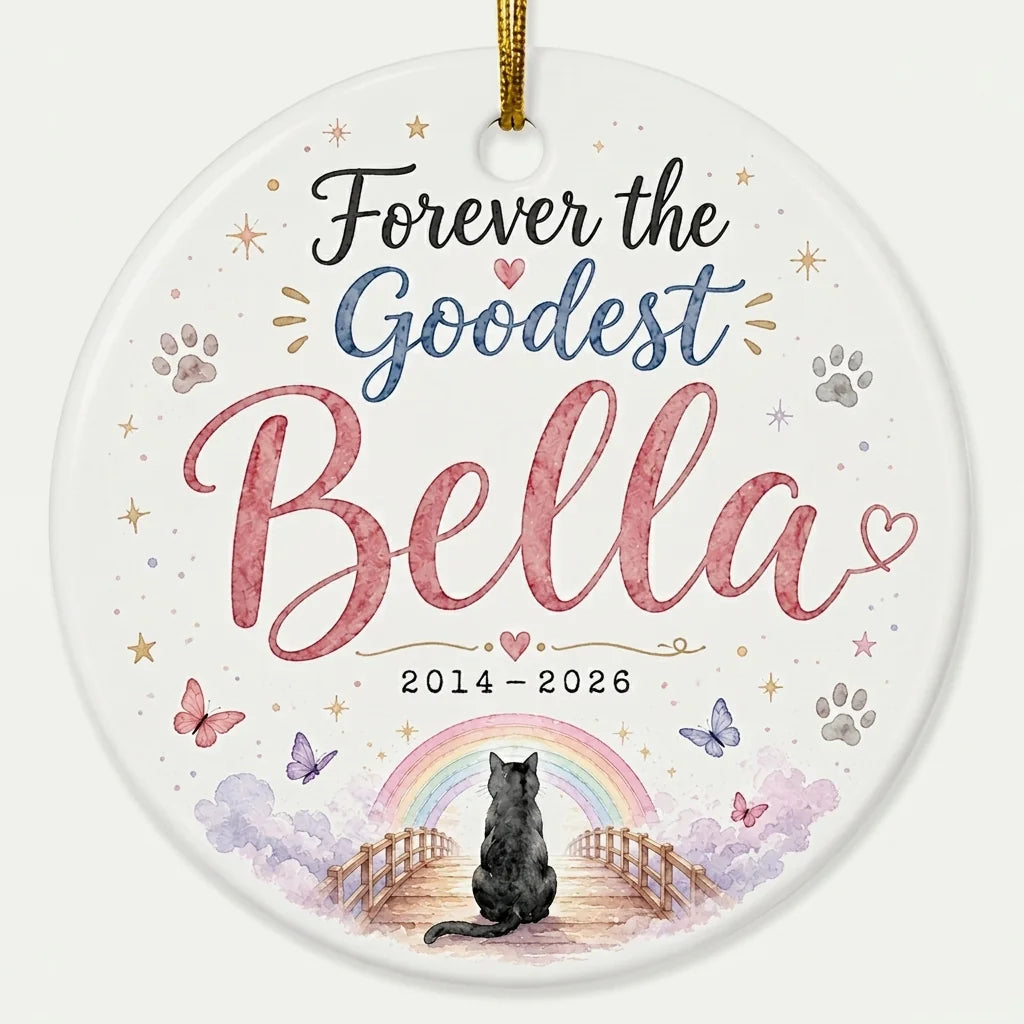 Rainbow Bridge Cat Personalized Pet Memorial Christmas Ornament 2026 hero