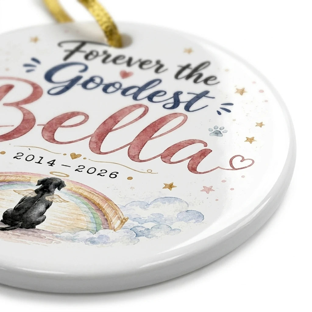 Rainbow Bridge Dog Personalized Pet Memorial Christmas Ornament 2026 detail
