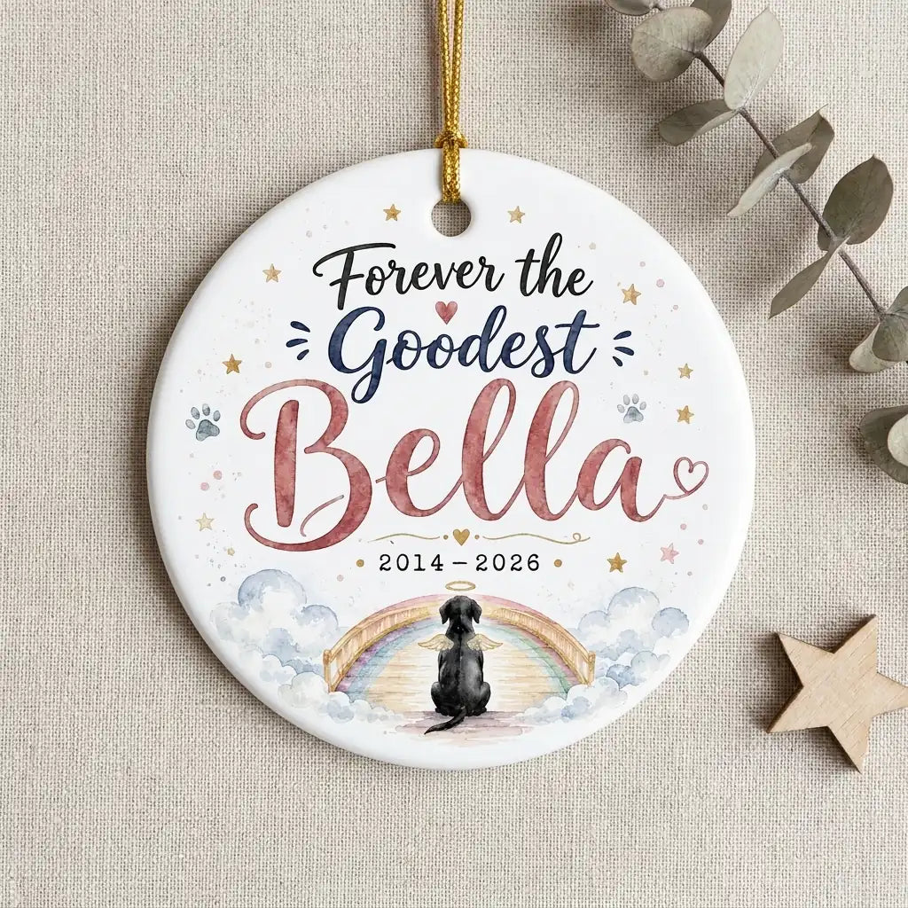 Rainbow Bridge Dog Personalized Pet Memorial Christmas Ornament 2026 detail 3