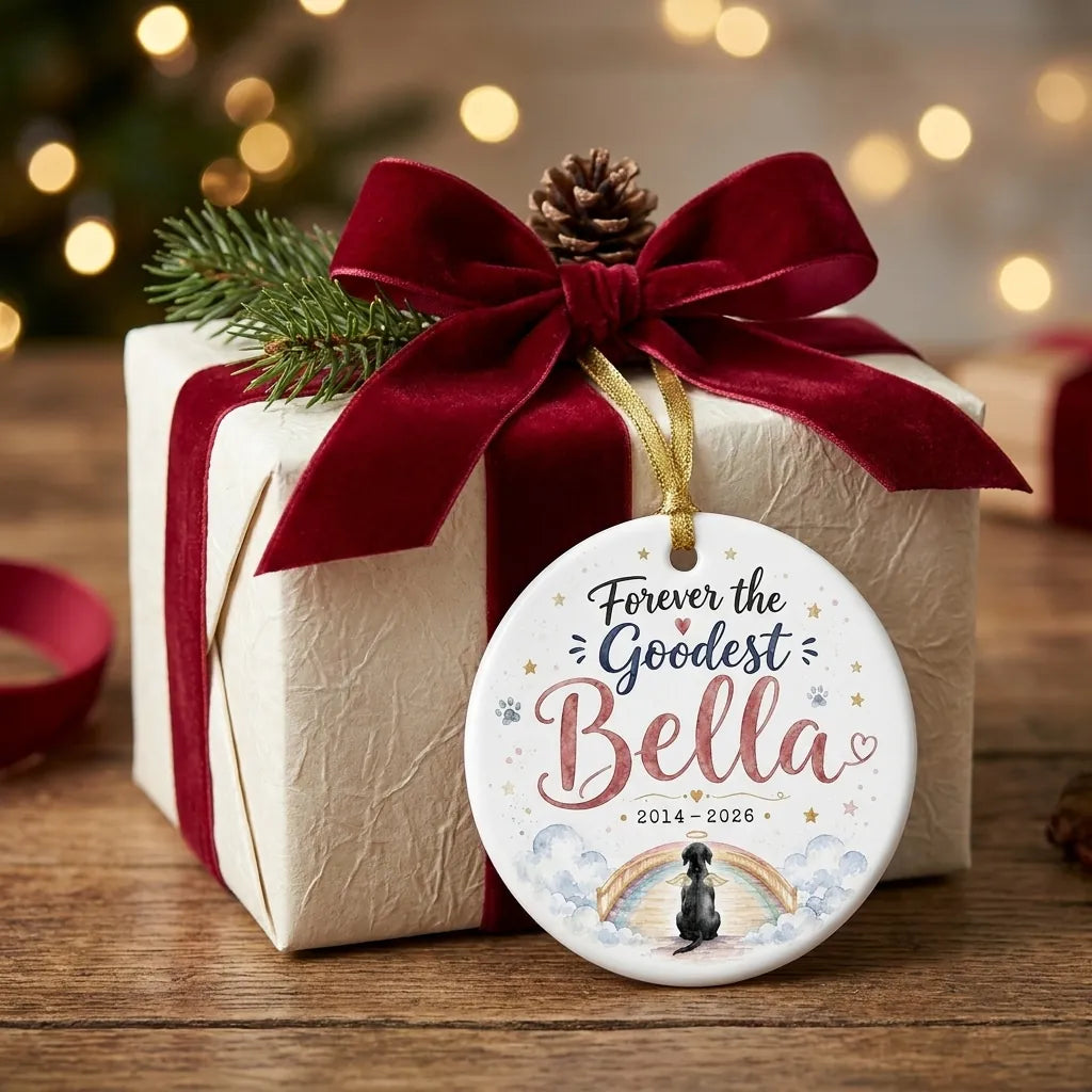 Rainbow Bridge Dog Personalized Pet Memorial Christmas Ornament 2026 gift