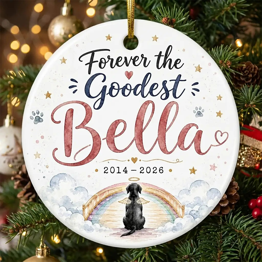 Rainbow Bridge Dog Personalized Pet Memorial Christmas Ornament 2026 tree