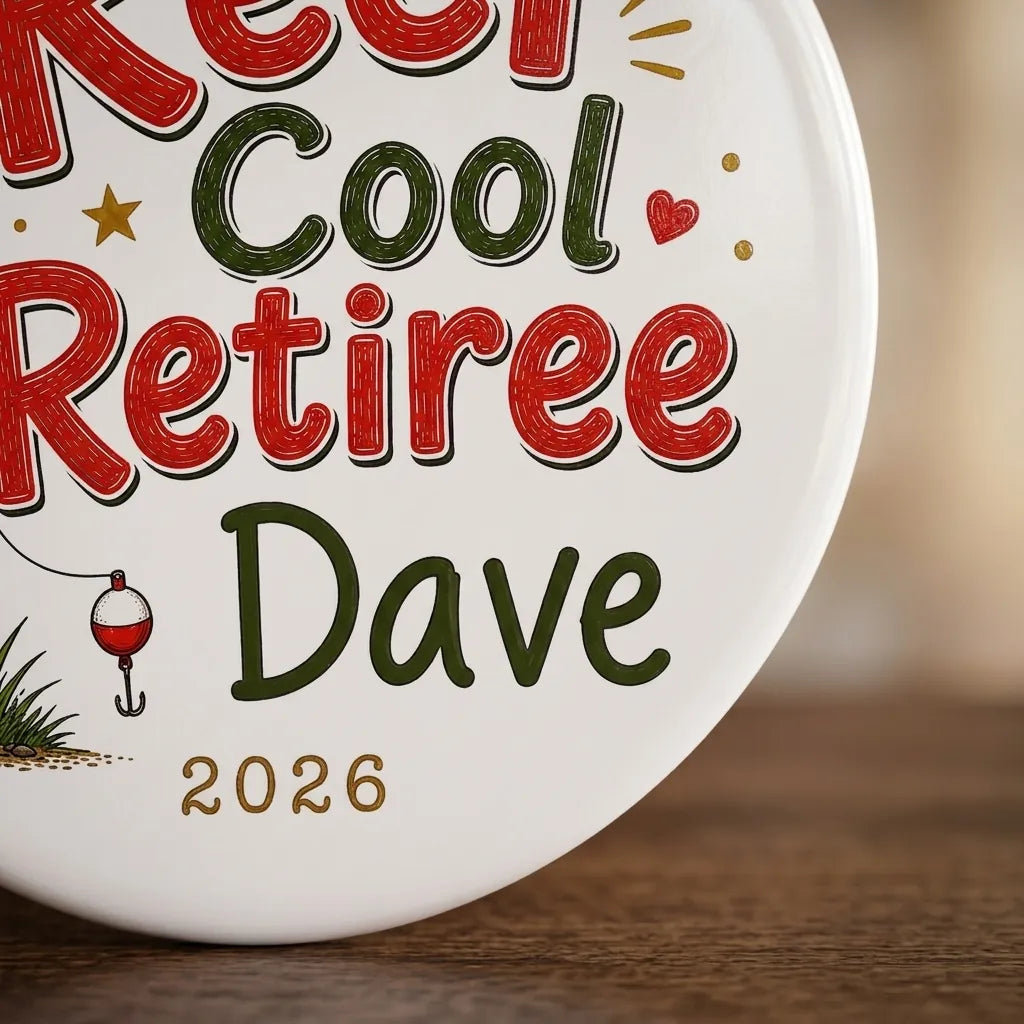 Reel Cool Retiree Personalized Fishing Retirement Christmas Ornament 2026 detail