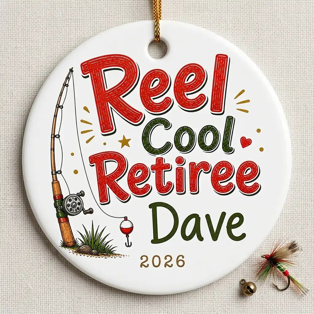 Reel Cool Retiree Personalized Fishing Retirement Christmas Ornament 2026 detail 2