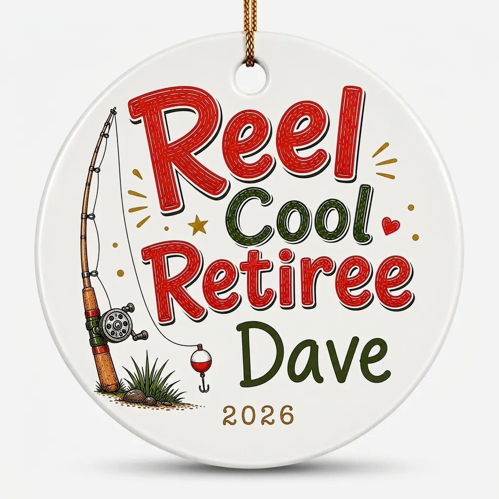 Reel Cool Retiree Personalized Fishing Retirement Christmas Ornament 2026 hero