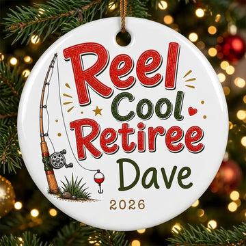Reel Cool Retiree Personalized Fishing Retirement Christmas Ornament 2026 tree