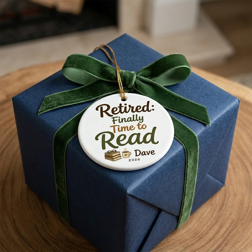 Retired Finally Time to Read Personalized Book Lover Retirement Christmas Ornament 2026 gift