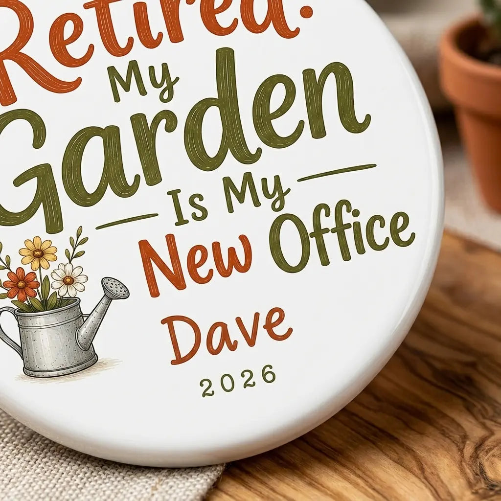 Retired My Garden Is My New Office Personalized Gardening Retirement Christmas Ornament 2026 detail