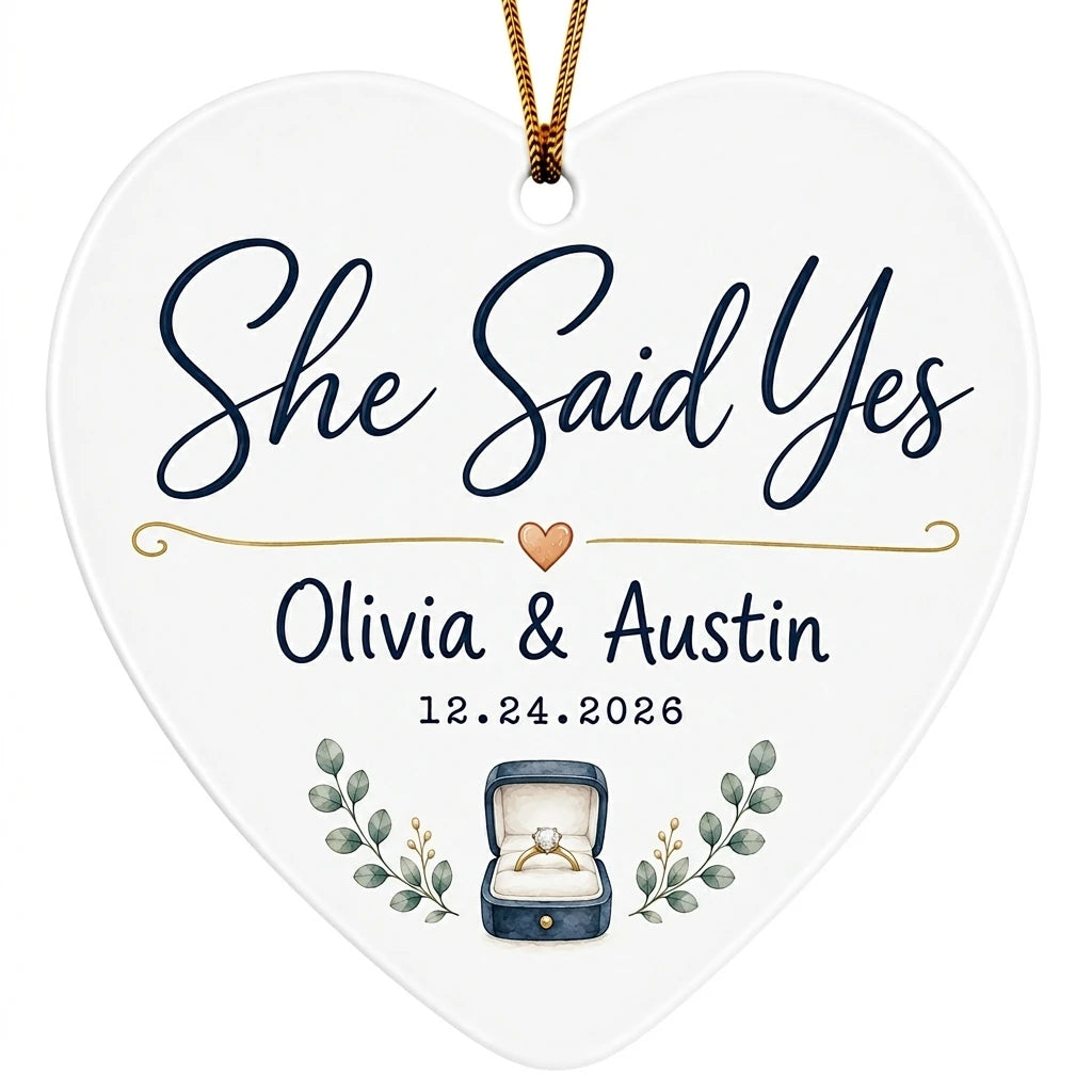 She Said Yes Personalized Engaged Christmas Ornament 2026 hero
