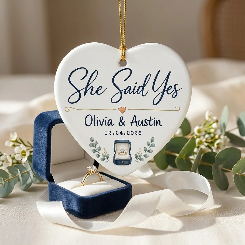 She Said Yes Personalized Engaged Christmas Ornament 2026 lifestyle