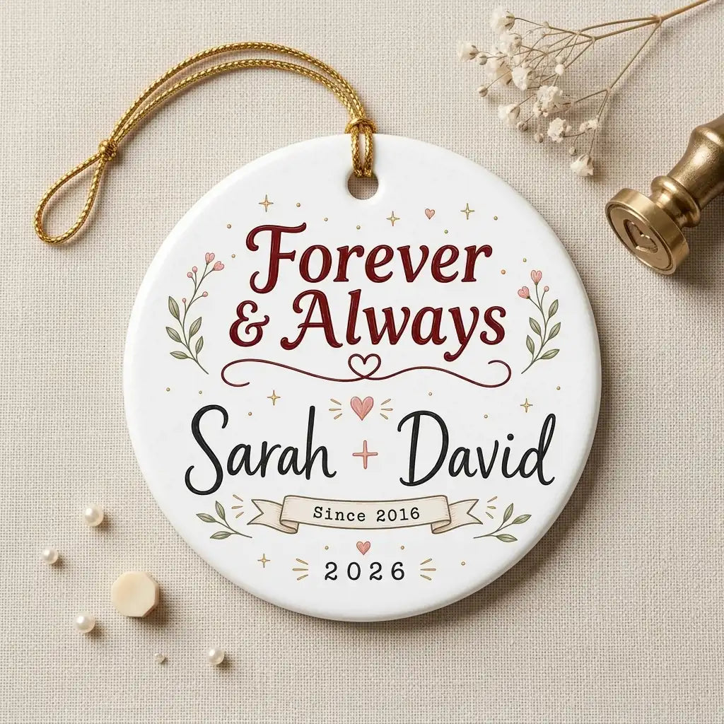 Silver Gold Anniversary Personalized Couple Christmas Ornament 2026 detail 2