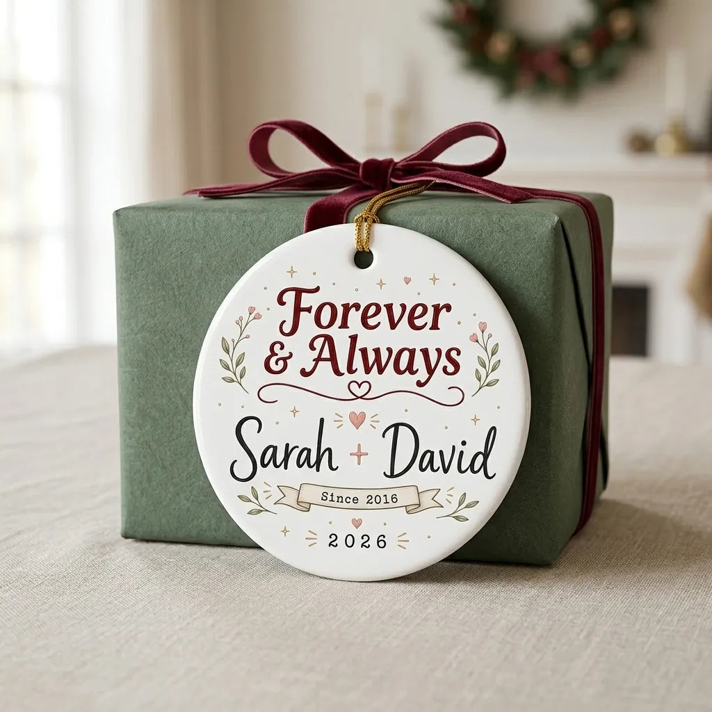 Silver Gold Anniversary Personalized Couple Christmas Ornament 2026 gift