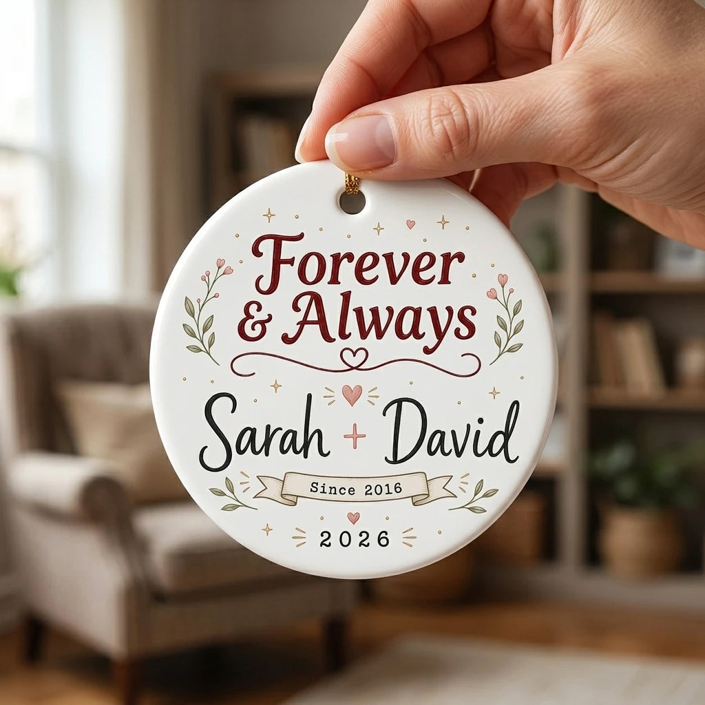 Silver Gold Anniversary Personalized Couple Christmas Ornament 2026 hand