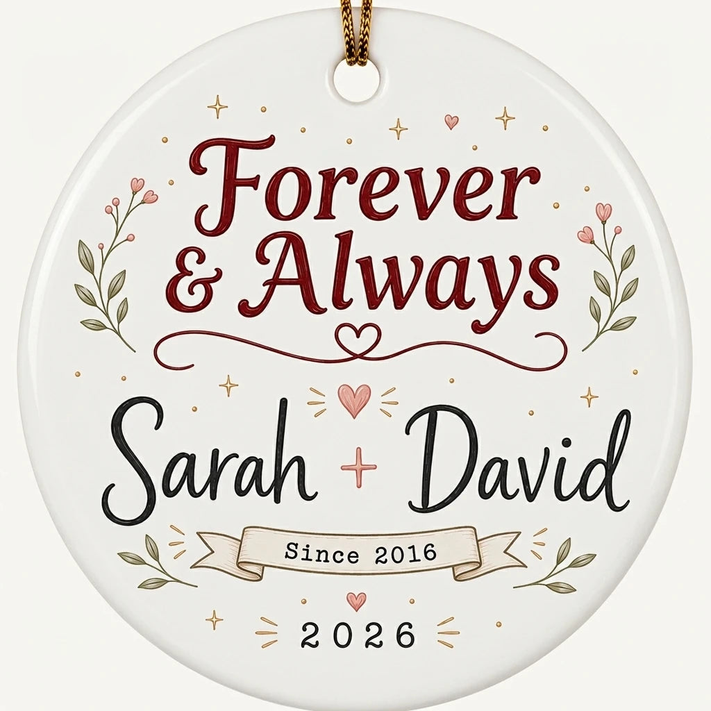 Silver Gold Anniversary Personalized Couple Christmas Ornament 2026 hero