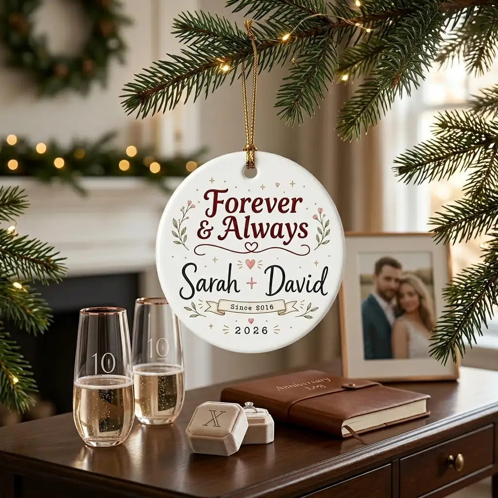 Silver Gold Anniversary Personalized Couple Christmas Ornament 2026 lifestyle