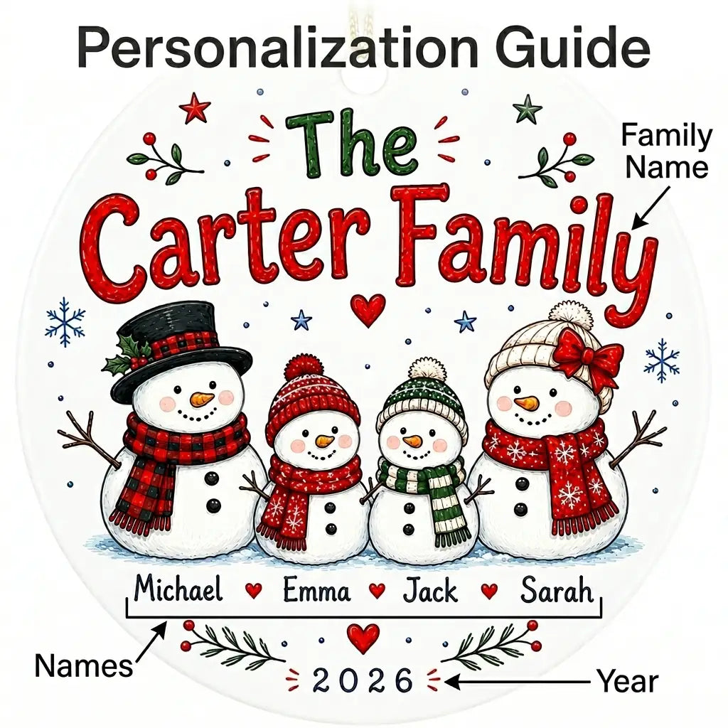 Snowman Family Personalized Family Names Christmas Ornament 2026 guide