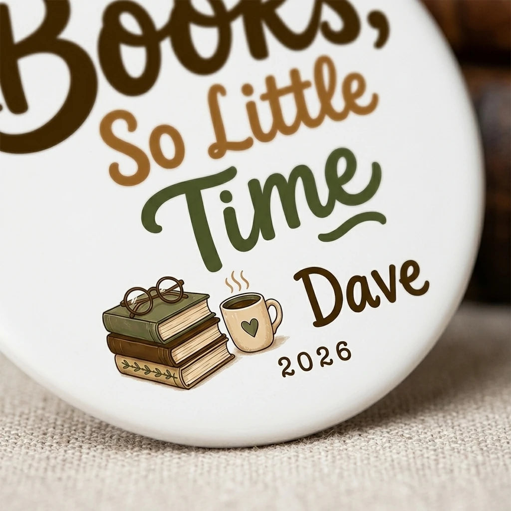 So Many Books, So Little Time Personalized Book Lover Retirement Christmas Ornament 2026 detail