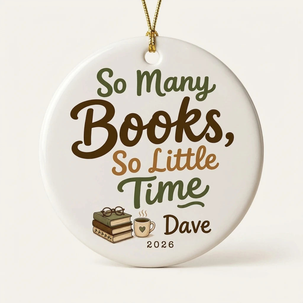So Many Books, So Little Time Personalized Book Lover Retirement Christmas Ornament 2026 hero