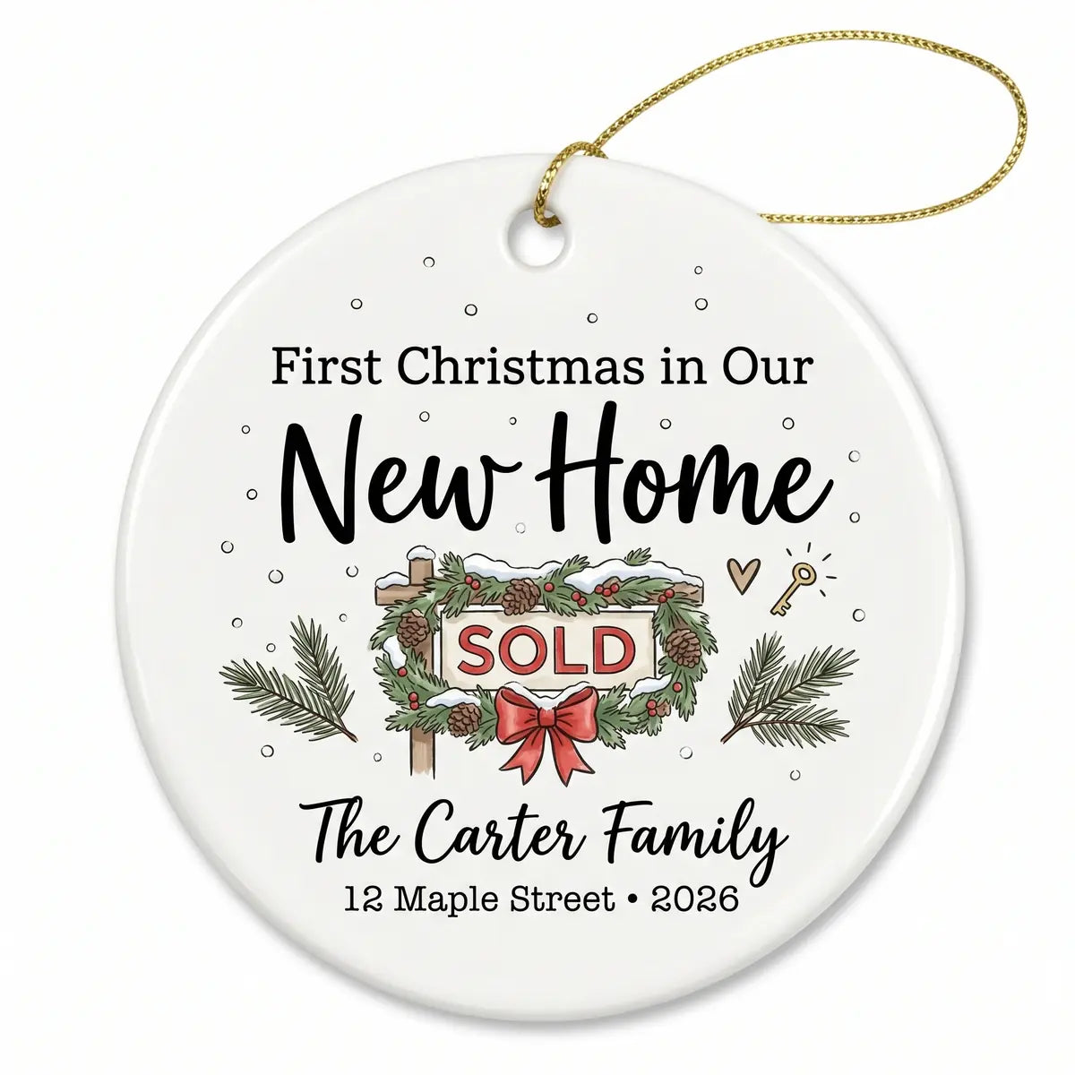 Sold Sign Personalized New Home Christmas Ornament 2026 detail
