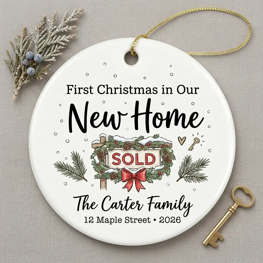 Sold Sign Personalized New Home Christmas Ornament 2026 detail 3