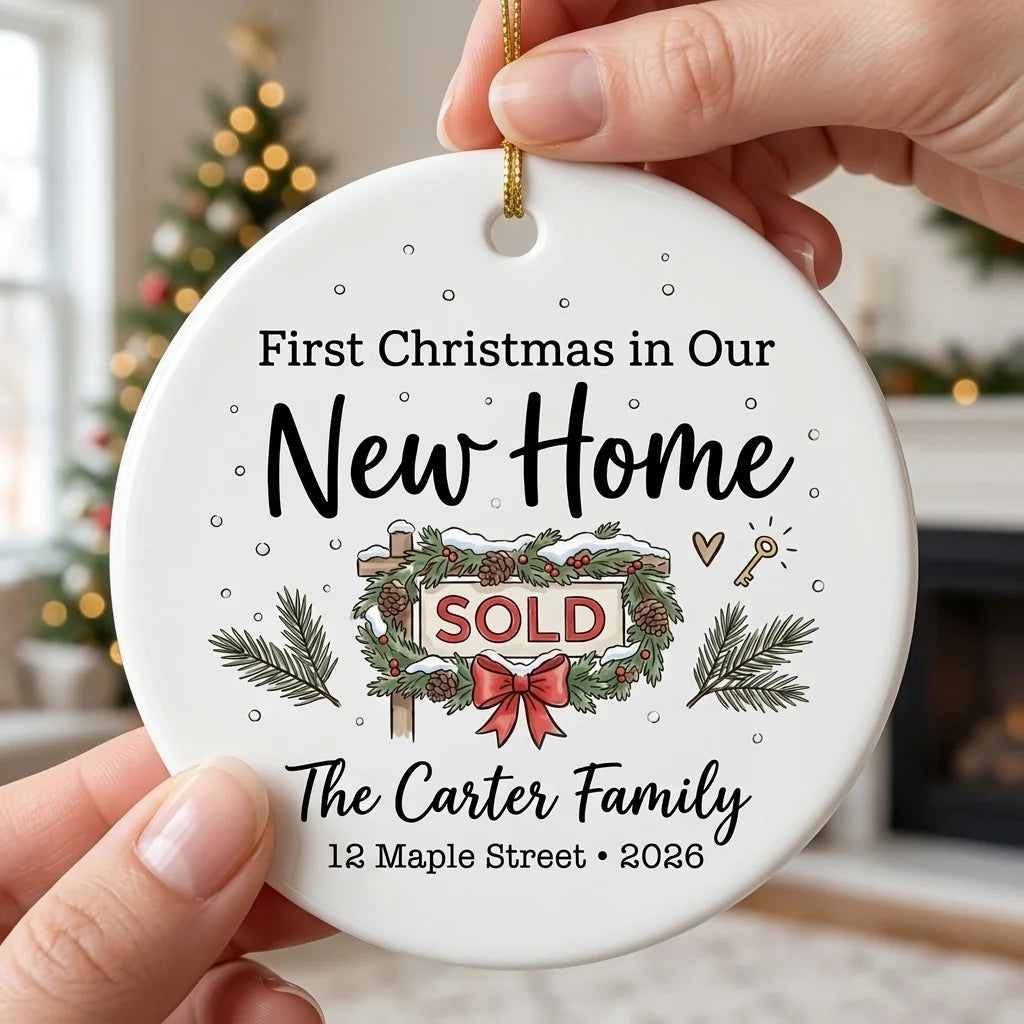 Sold Sign Personalized New Home Christmas Ornament 2026 hand