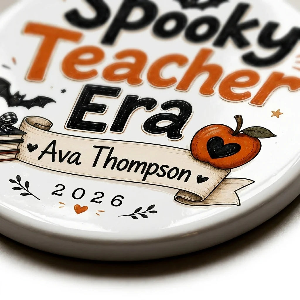 Spooky Teacher Personalized Teacher Halloween Ornament 2026 detail