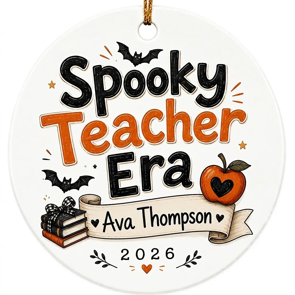 Spooky Teacher Personalized Teacher Halloween Ornament 2026 hero