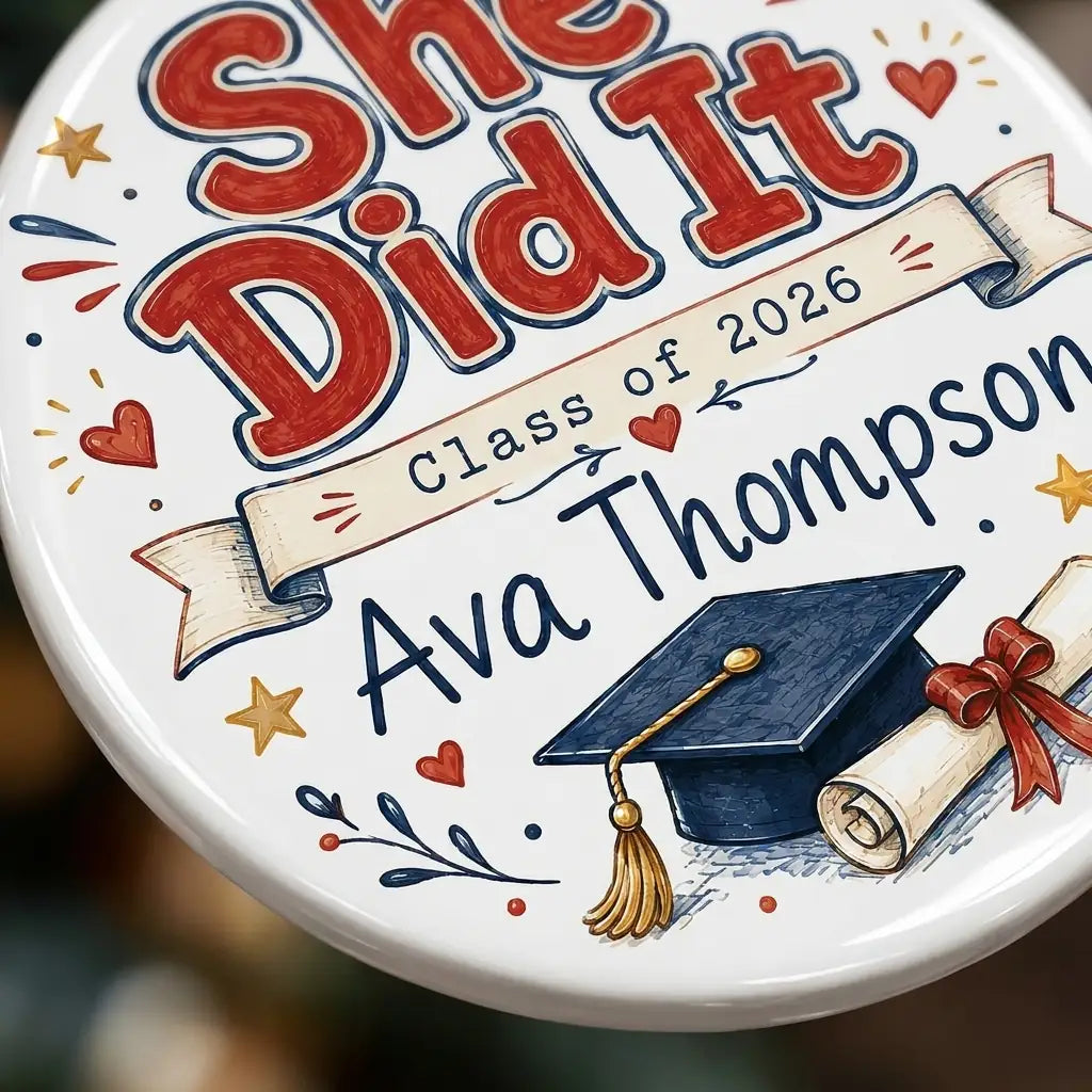 Sports Grad Personalized Graduation 2026 Christmas Ornament 2026 detail