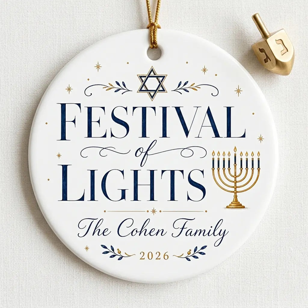 Star of David Minimal Personalized Hanukkah Hanukkah Ornament 2026 detail 2