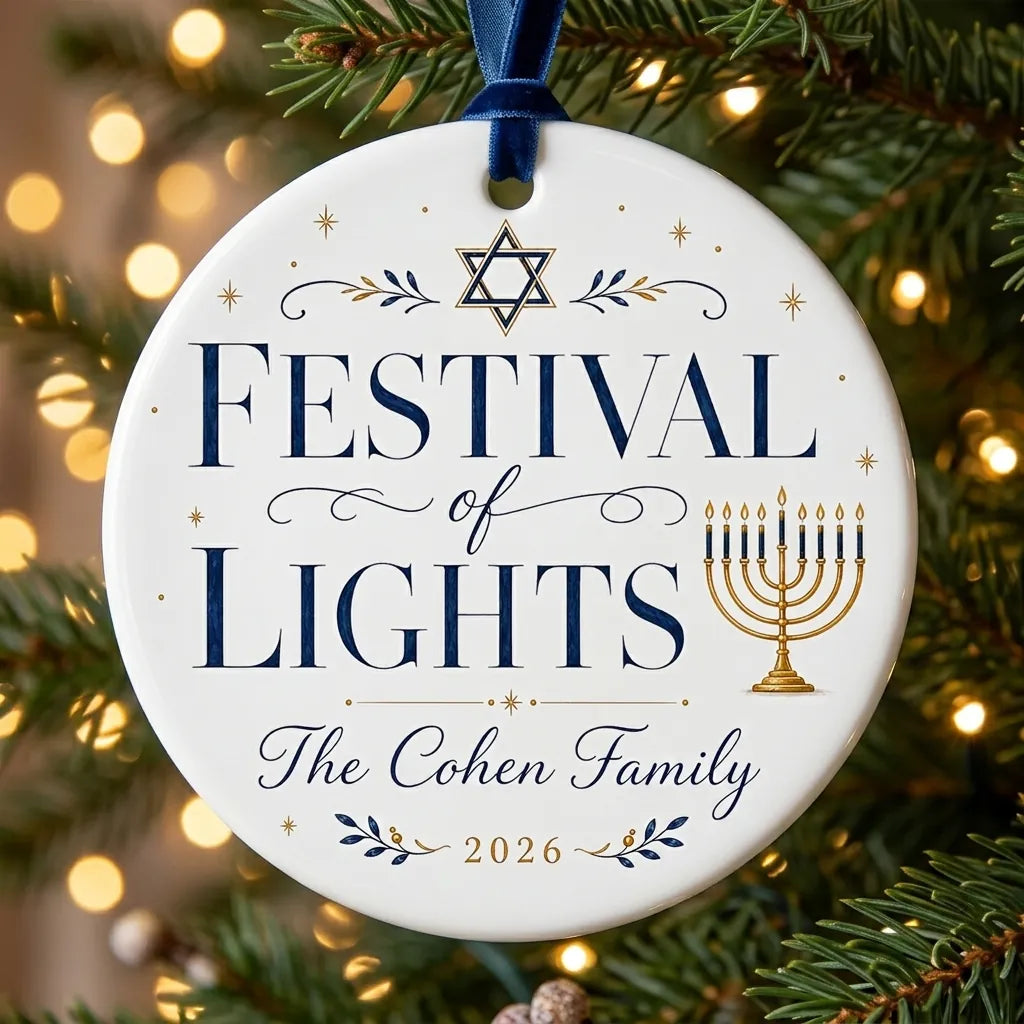 Star of David Minimal Personalized Hanukkah Hanukkah Ornament 2026 tree