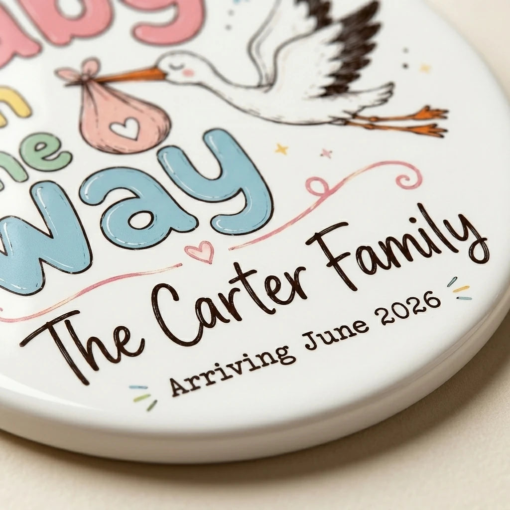 Stork Delivery Personalized Baby First Christmas Ornament 2026 detail