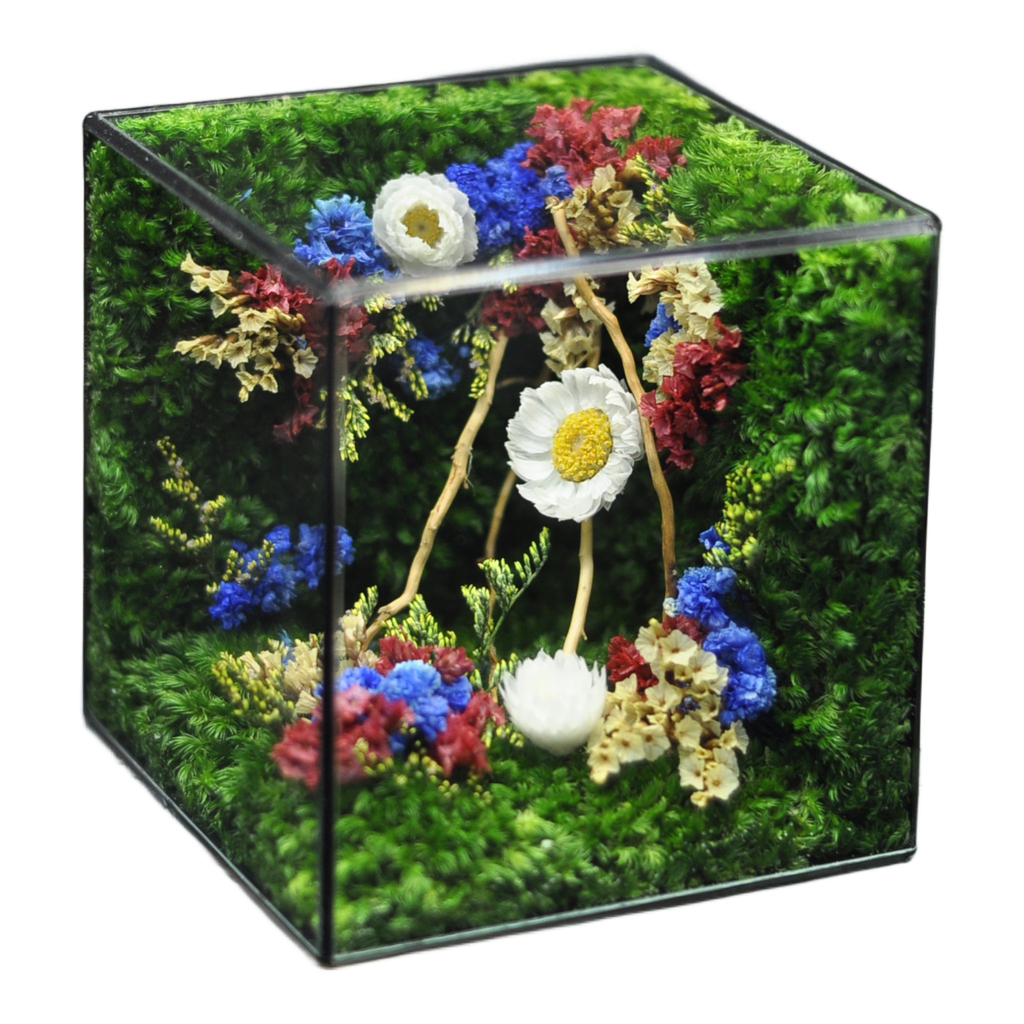 MophonicHome™ - Crystal Floral Cube Gift - Handmade Preserved Flower Arrangement – Unique Nature-Inspired Gift for Birthdays, Anniversaries, Weddings & Home Decor